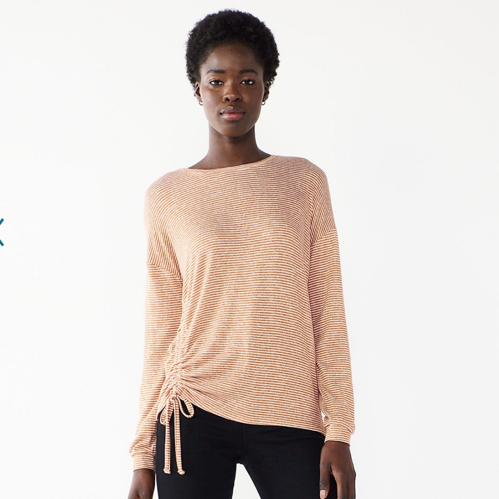 Nine West Long Sleeve Side Ruched Top